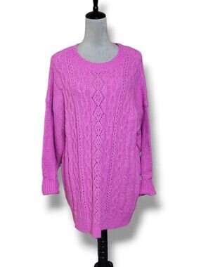 NWT Umgee Pink Oversized Cable Knit Sweater